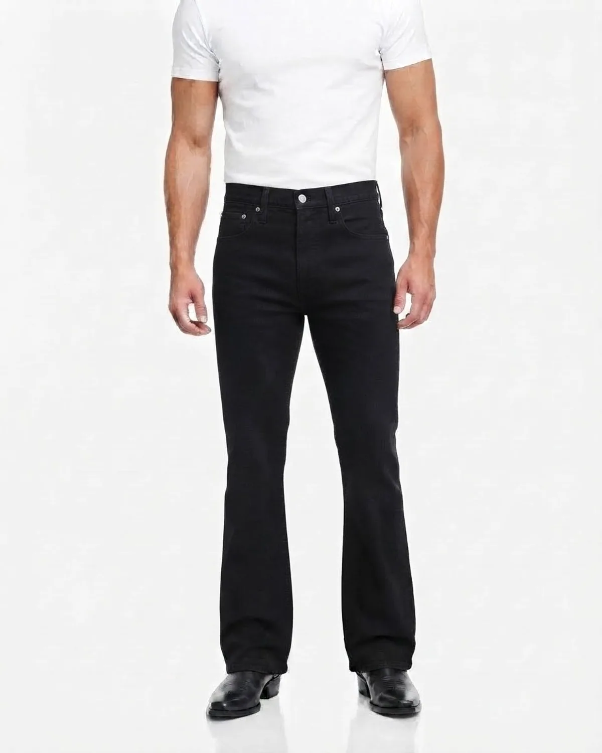 DENVOX Break Black Bootcut Jeans for Men - High Rise, Regular Length