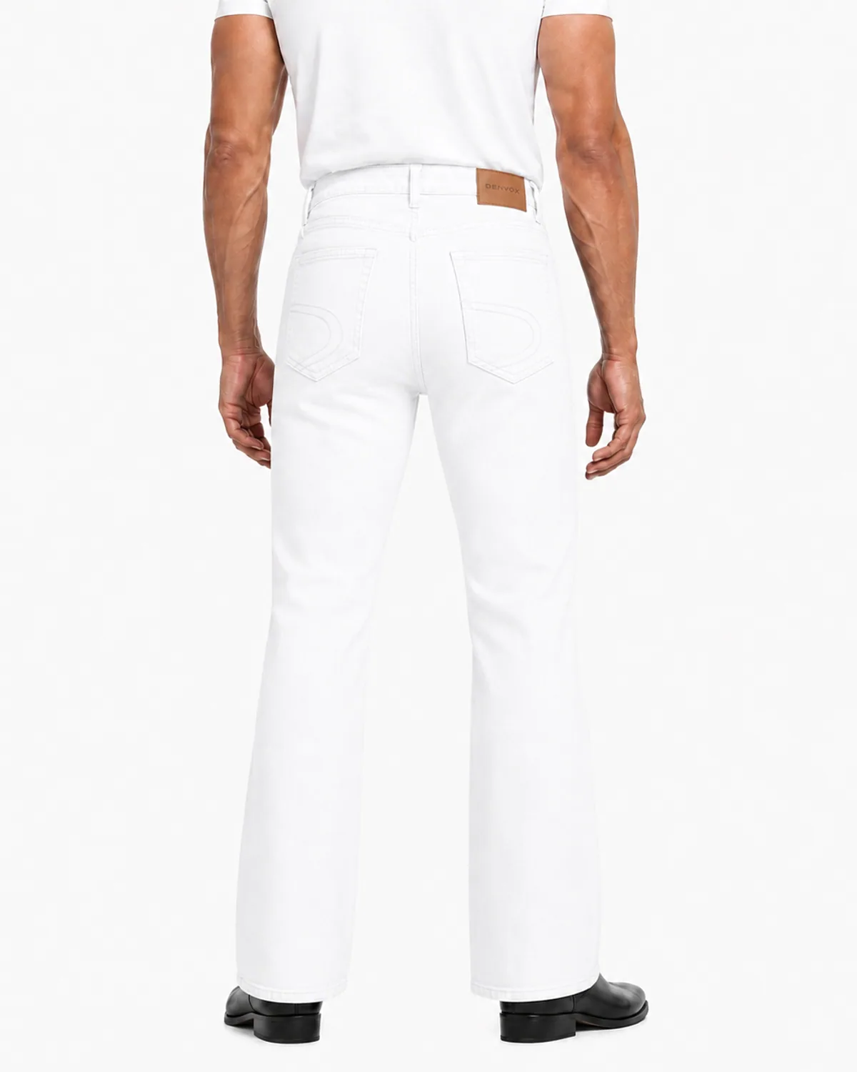 DENVOX Break White Bootcut Jeans for Men - High Rise, Regular Length