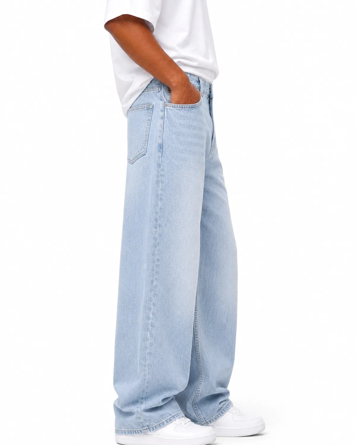 DENVOX Shift Light Blue Baggy Jeans for Men - High Rise, Regular Length