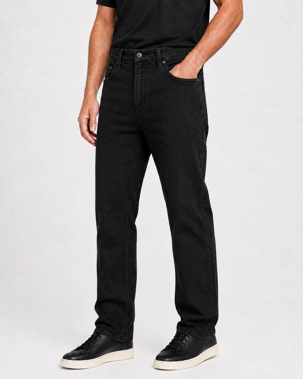DENVOX Coreform Black Regular Fit Jeans for Men - High Rise, Regular Length