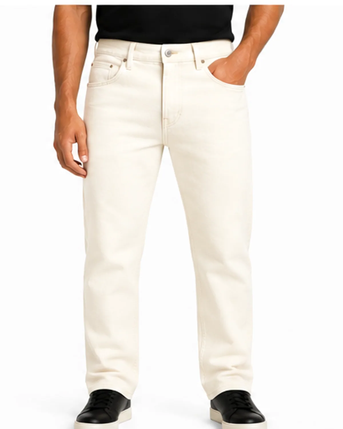 DENVOX Coreform Ecru Regular Fit Jeans for Men - High Rise, Regular Length