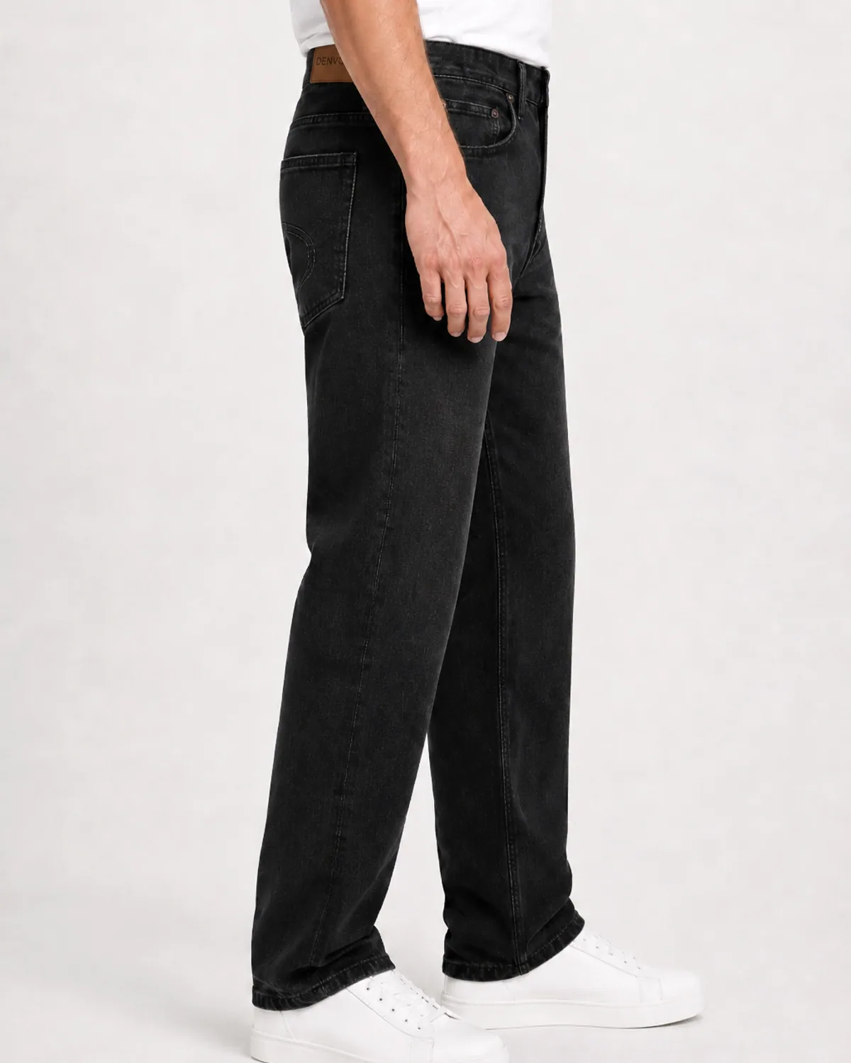 DENVOX Softline Black Relaxed Fit Jeans for Men - High Rise, Regular Length