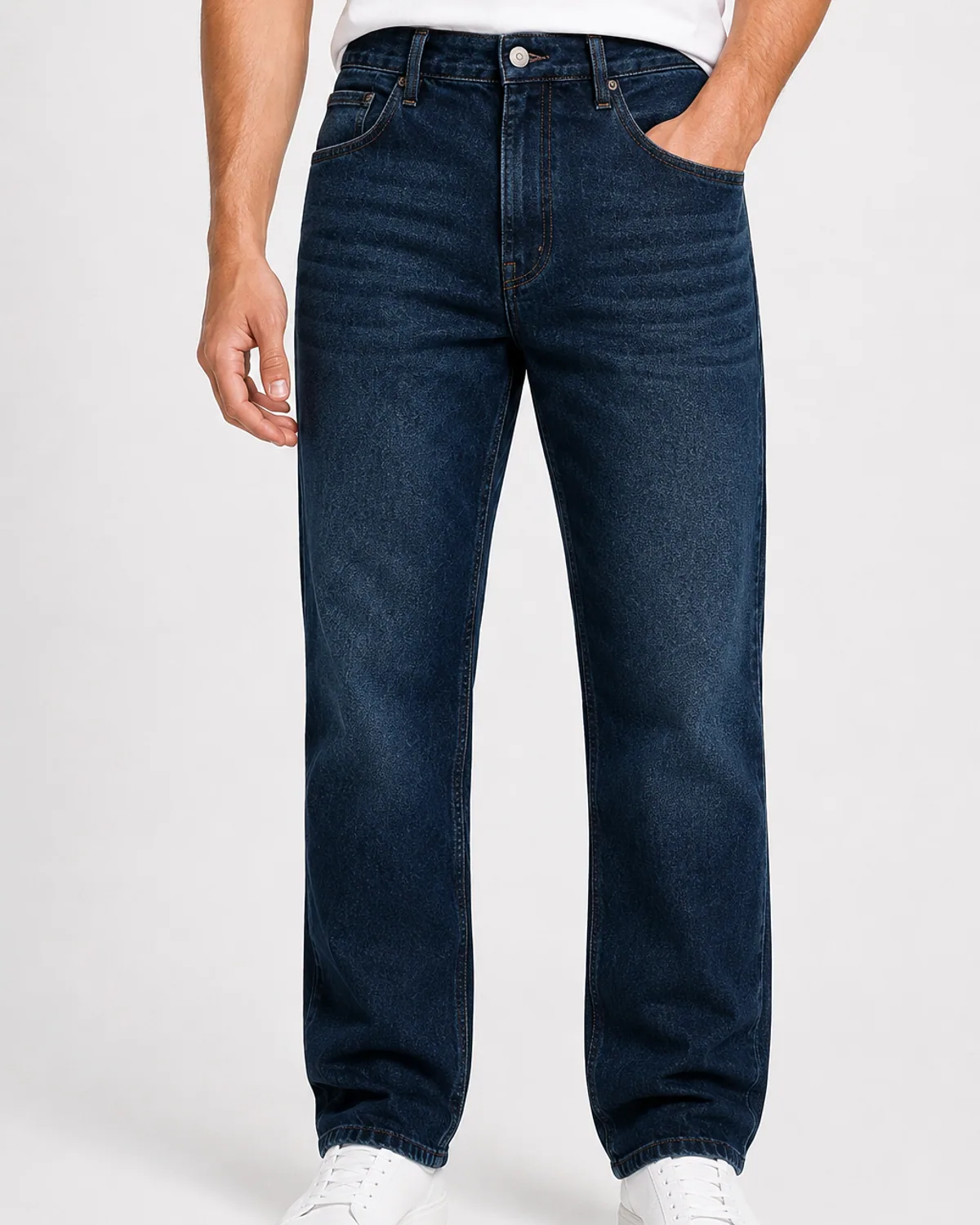 DENVOX Softline Dark Blue Relaxed Fit Jeans for Men - High Rise, Regular Length