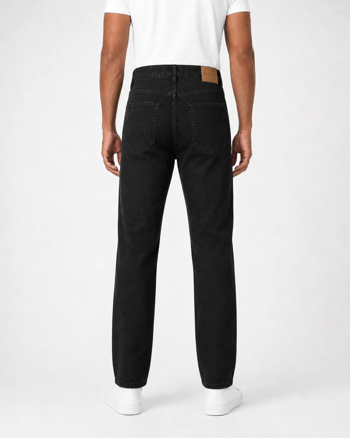 DENVOX Axis Black Straight Fit Jeans for Men - High Rise, Regular Length