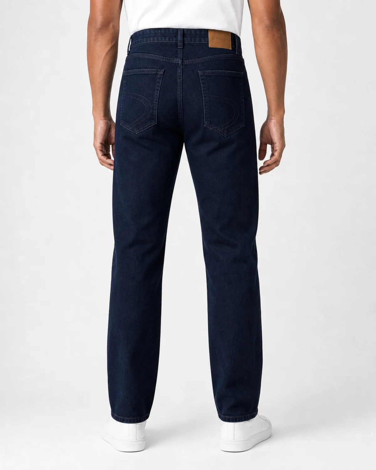 DENVOX Axis Dark Blue Straight Fit Jeans for Men - High Rise, Regular Length