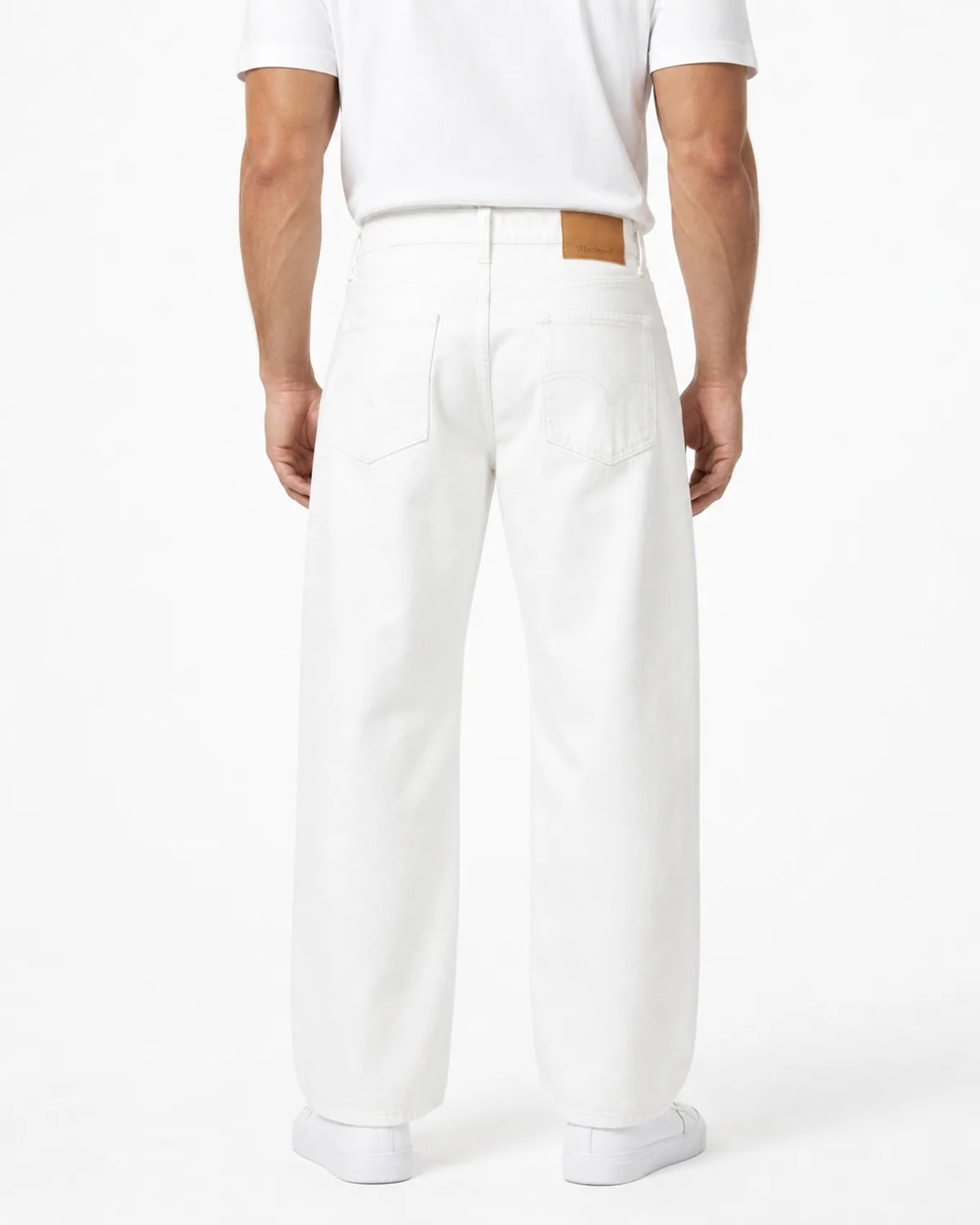 DENVOX Wide Signal White Wide Leg Jeans for Men - High Rise, Regular Length