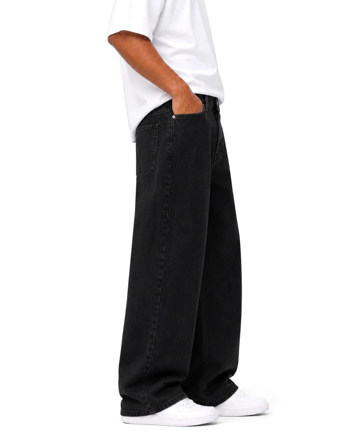 DENVOX Wide Signal Black Wide Leg Jeans for Men - Low Rise, Regular Length