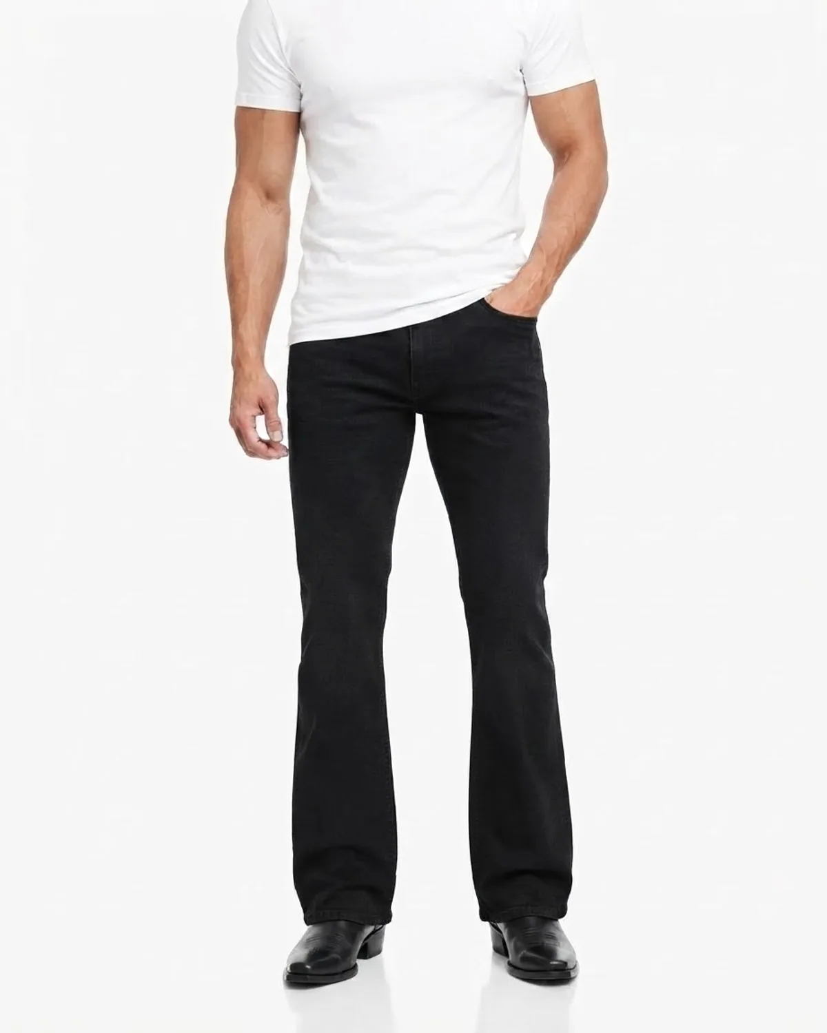 DENVOX Break Black Bootcut Jeans for Men - Low Rise, Regular Length