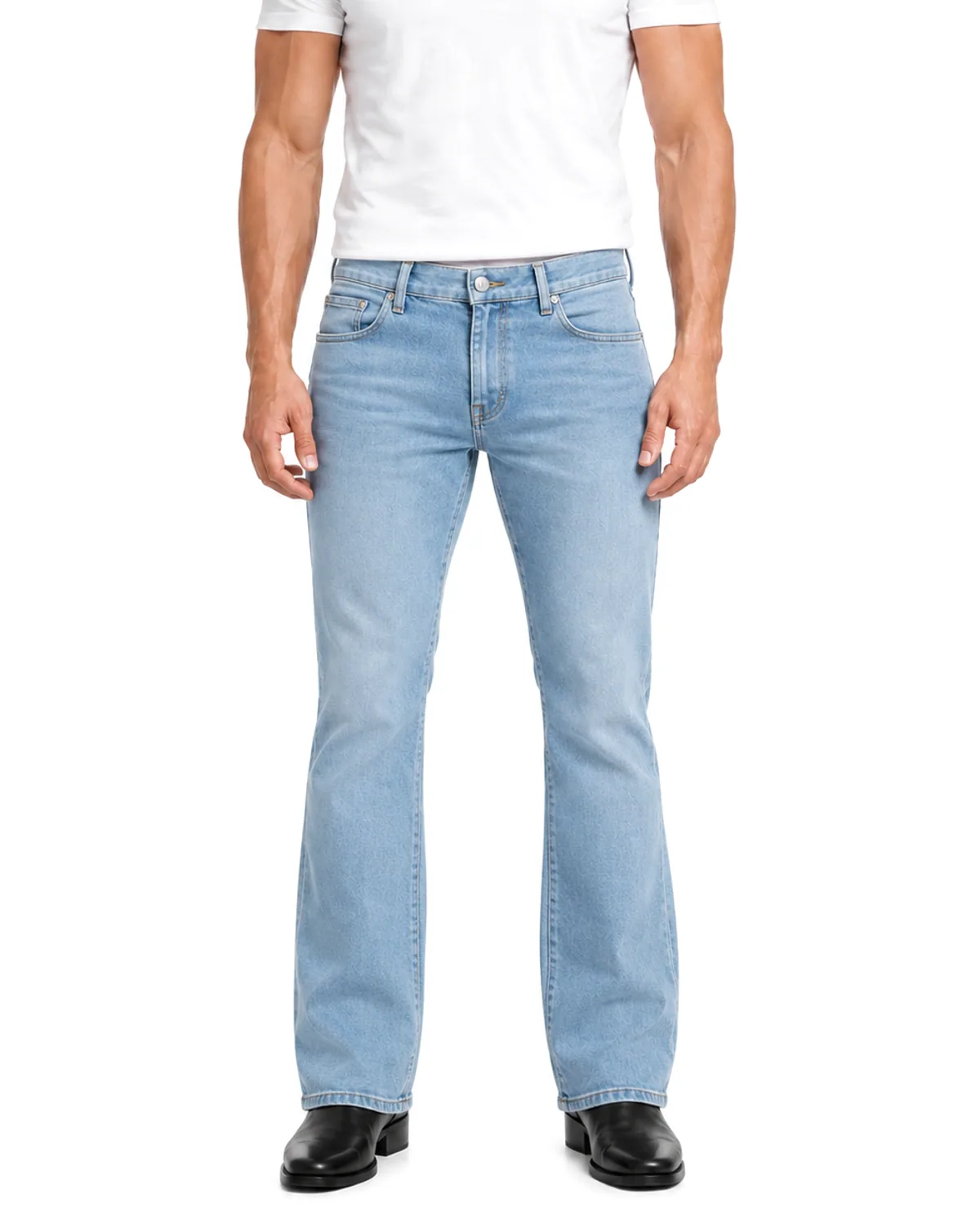 DENVOX Break Light Blue Bootcut Jeans for Men - Low Rise, Regular Length
