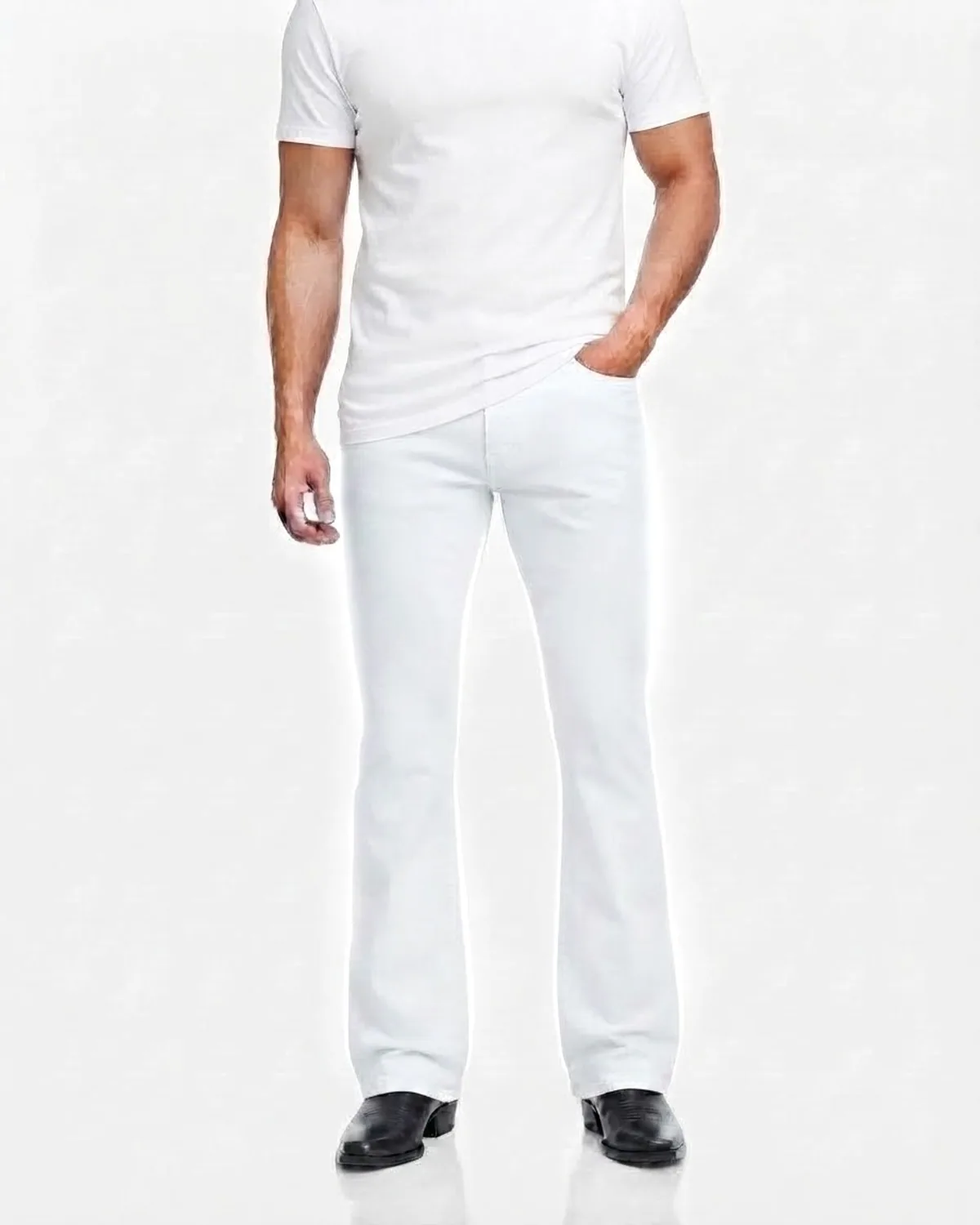 DENVOX Break White Bootcut Jeans for Men - Low Rise, Regular Length