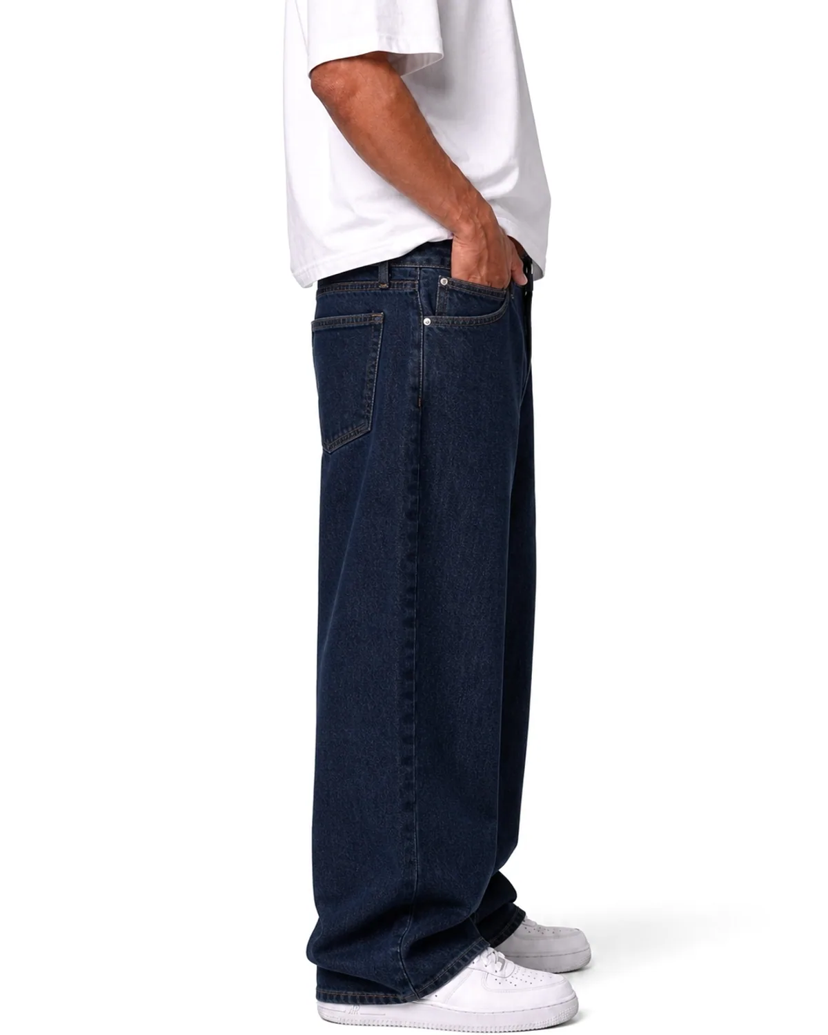 DENVOX Shift Dark Blue Baggy Jeans for Men - Low Rise, Regular Length