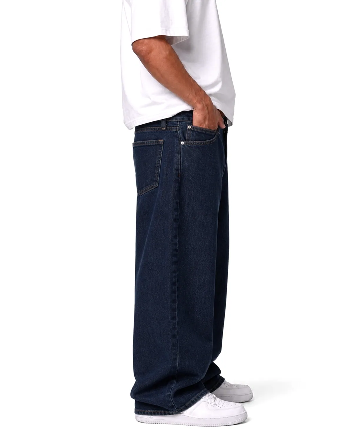 DENVOX Wide Signal Dark Blue Wide Leg Jeans for Men - Low Rise, Regular Length