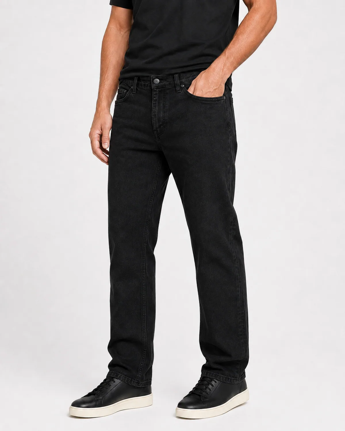 DENVOX Coreform Black Regular Fit Jeans for Men - Low Rise, Regular Length