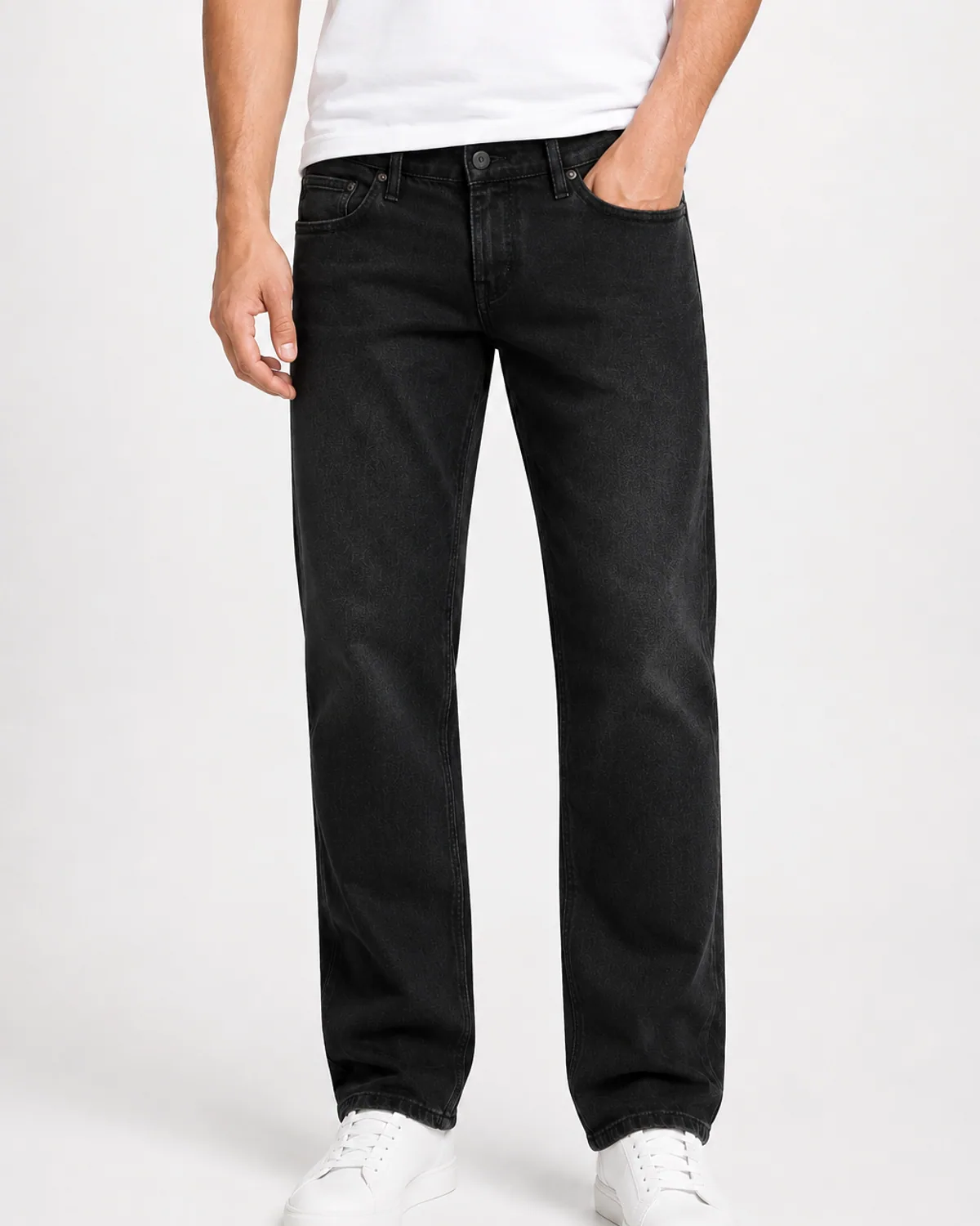 DENVOX Softline Black Relaxed Fit Jeans for Men - Low Rise, Regular Length