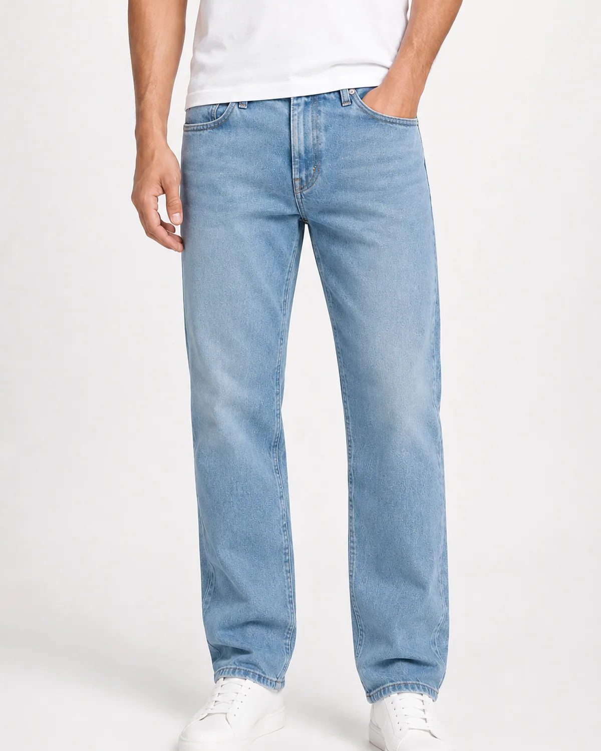DENVOX Softline Light Blue Relaxed Fit Jeans for Men - Low Rise, Regular Length