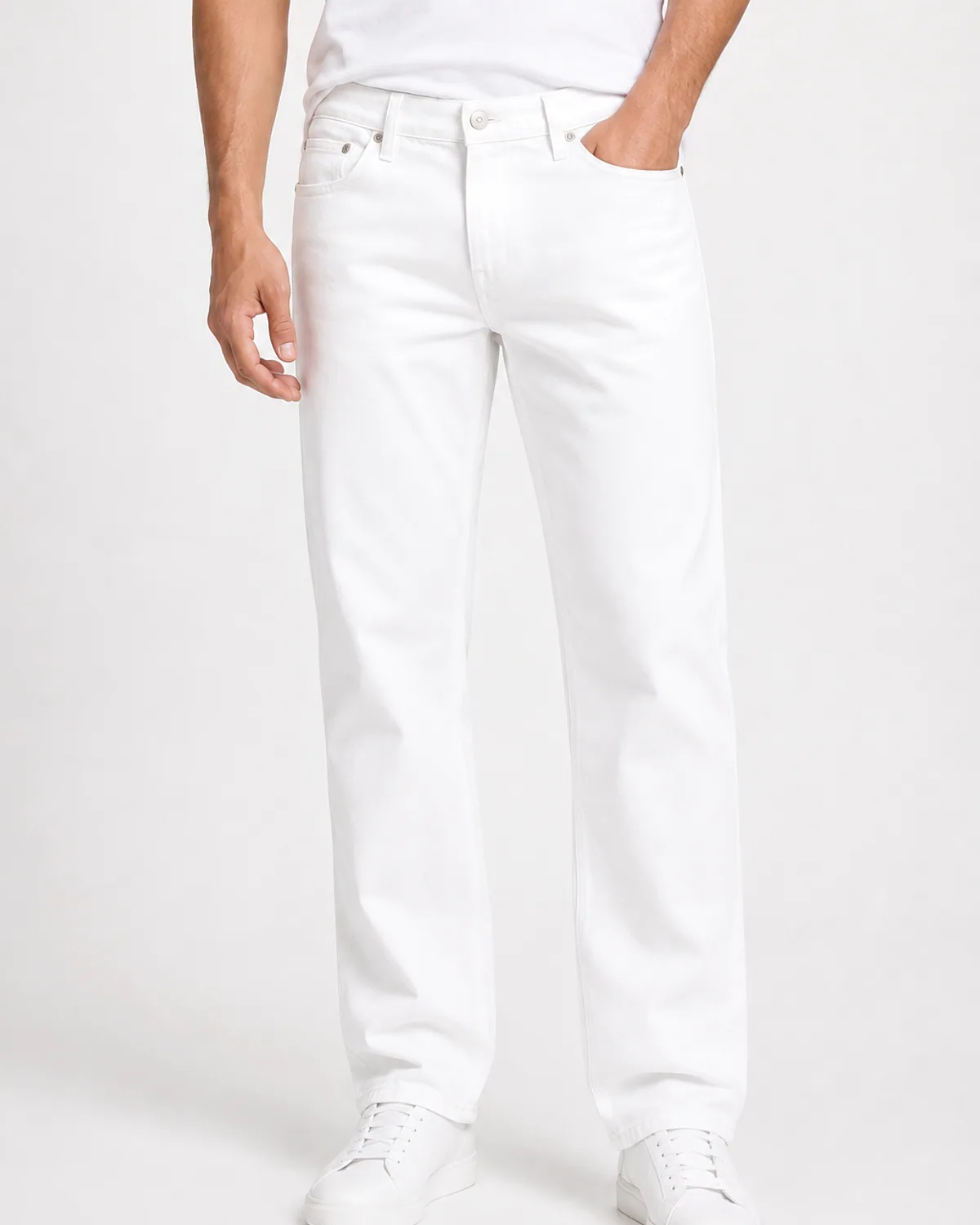 DENVOX Softline White Relaxed Fit Jeans for Men - Low Rise, Regular Length