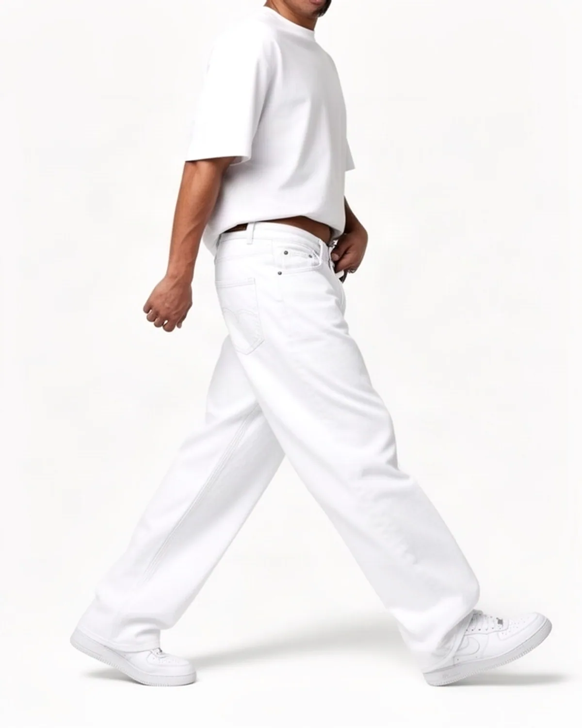 DENVOX Wide Signal White Wide Leg Jeans for Men - Low Rise, Regular Length