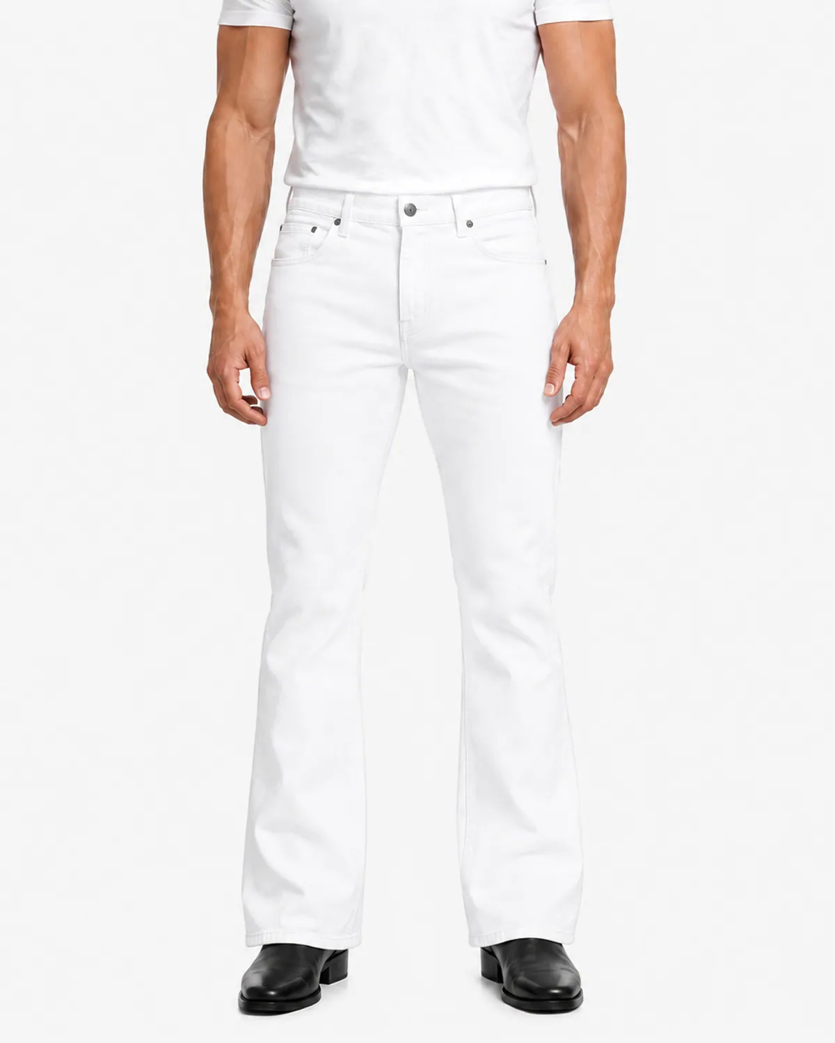 DENVOX Break White Bootcut Jeans for Men - Mid Rise, Regular Length
