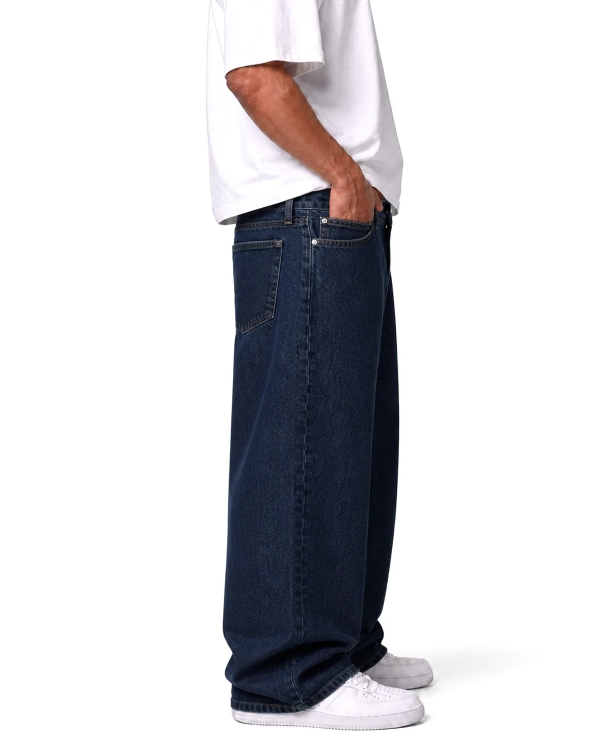 DENVOX Wide Signal Dark Blue Wide Leg Jeans for Men - Mid Rise, Regular Length