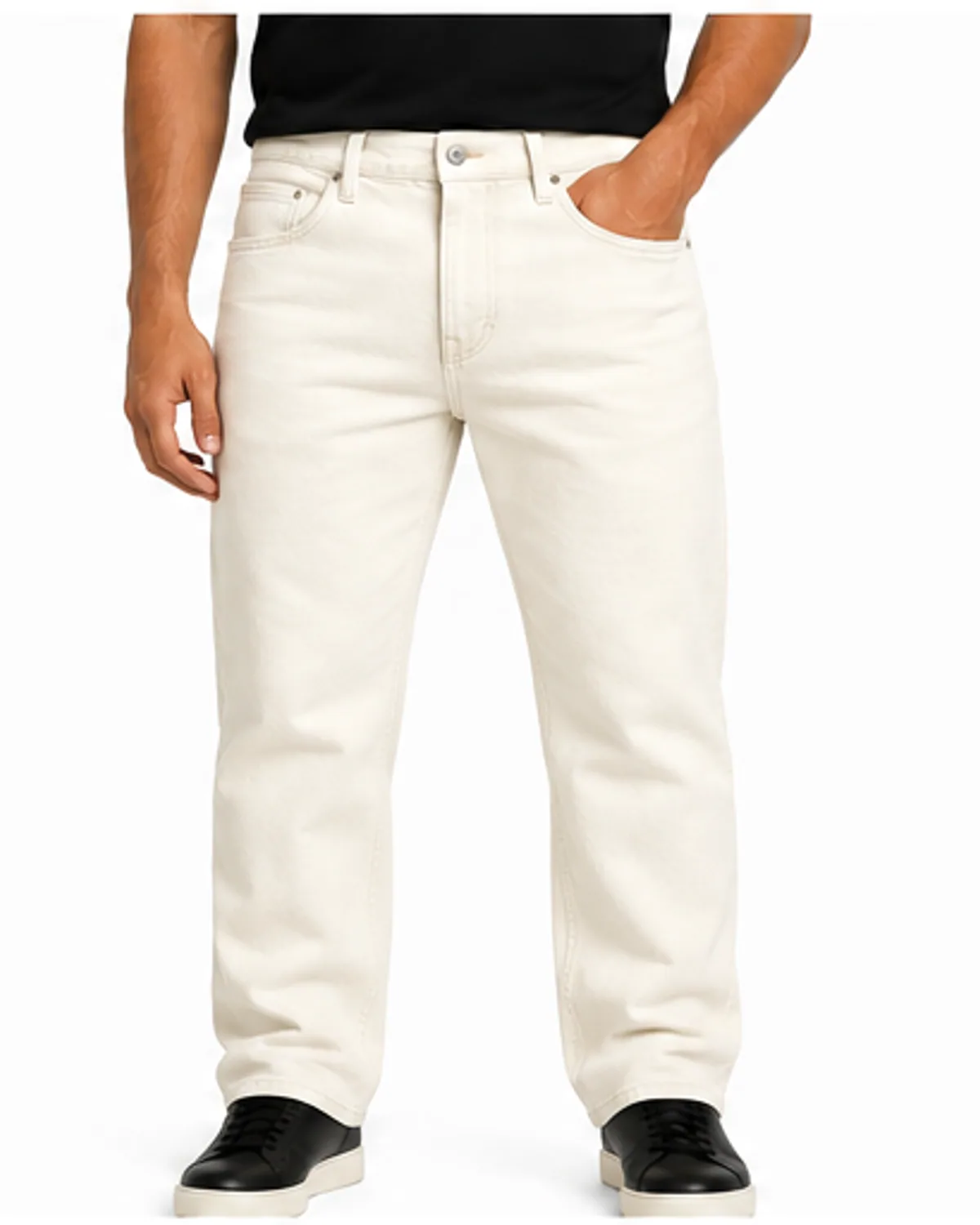 DENVOX Coreform Ecru Regular Fit Jeans for Men - Mid Rise, Regular Length