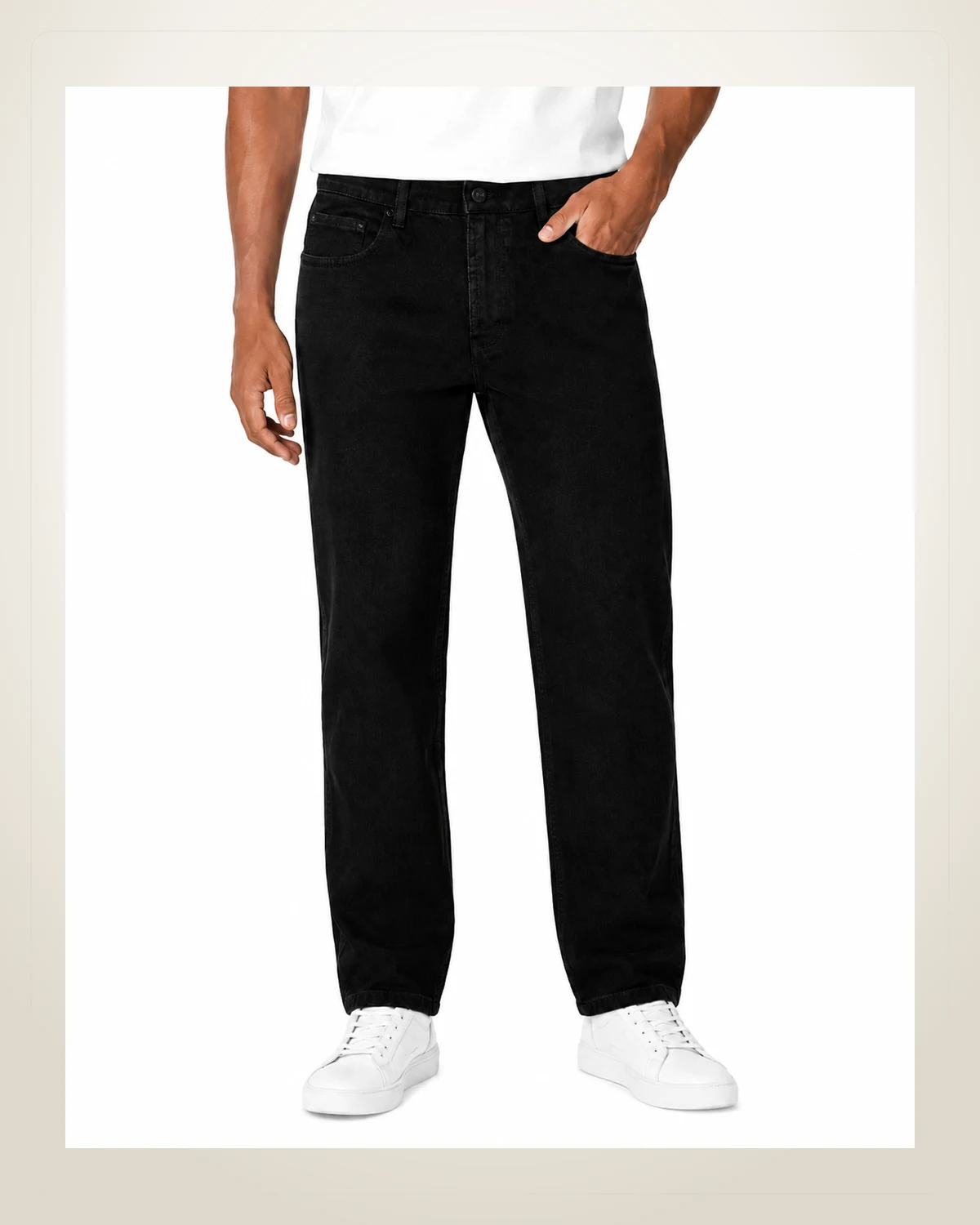 DENVOX Axis Black Straight Fit Jeans for Men - Mid Rise, Regular Length