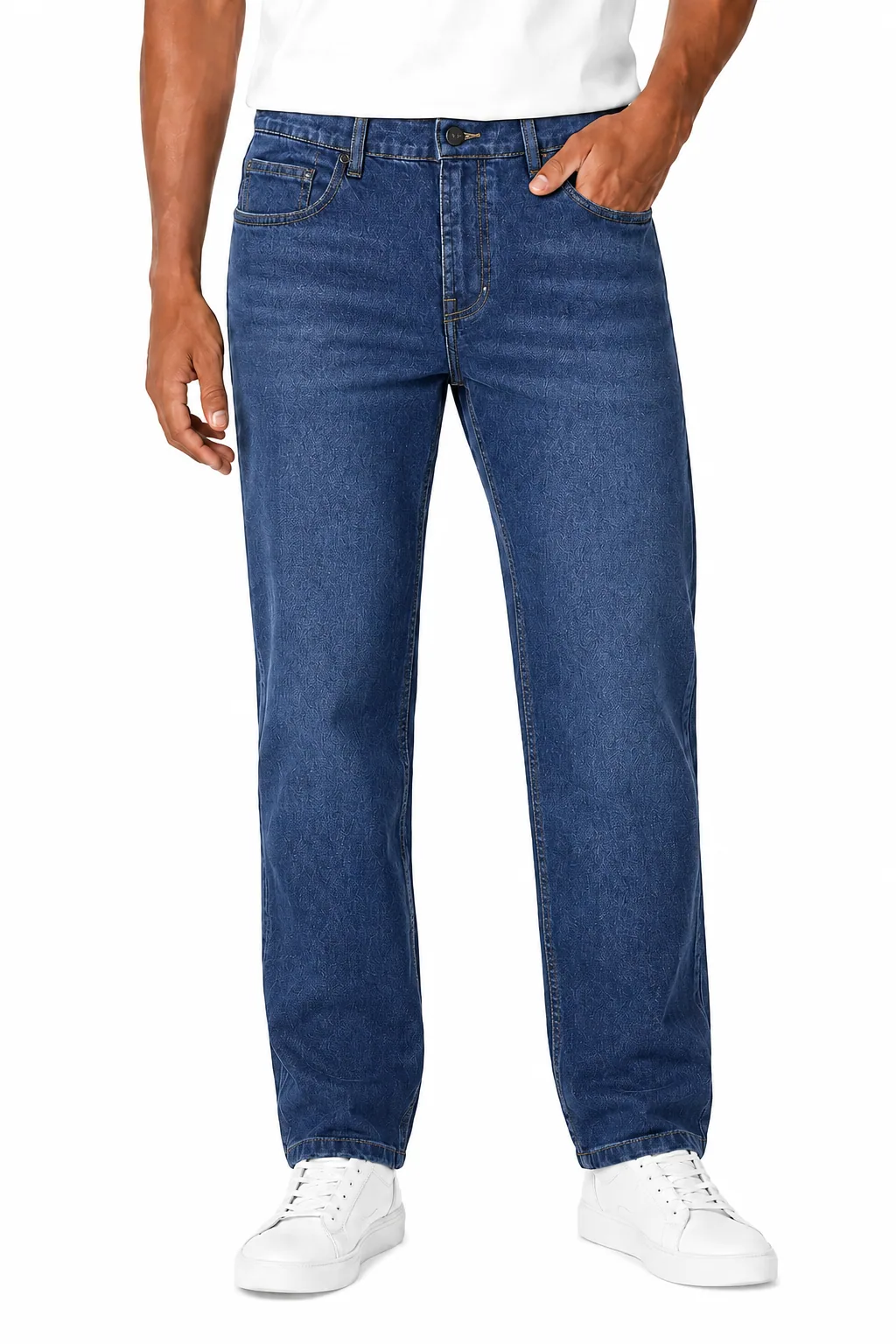DENVOX Light Wash Straight Fit Jeans for Men - Mid Rise, Regular Length